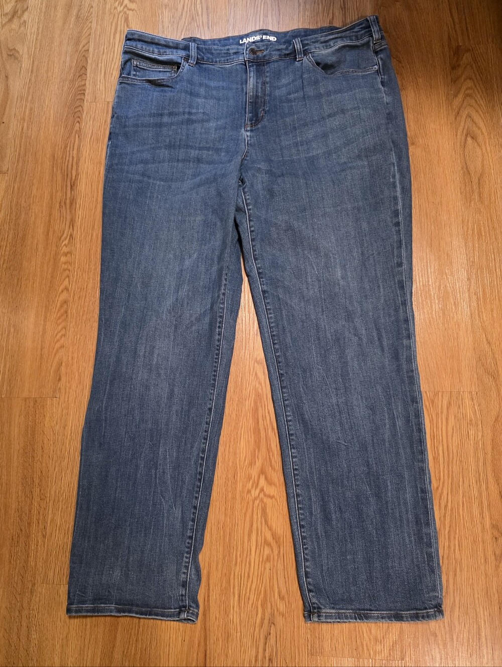 Lands End Medium Wash Straight Leg Stretch Denim Jeans Women's Plus Size 20W
